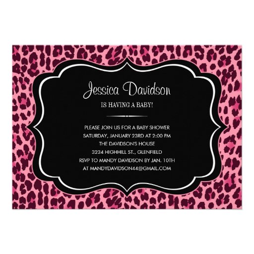 Pink Leopard Baby Shower Invitation (front side)