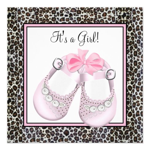 Pink Leopard Baby Shower Invitations Invite