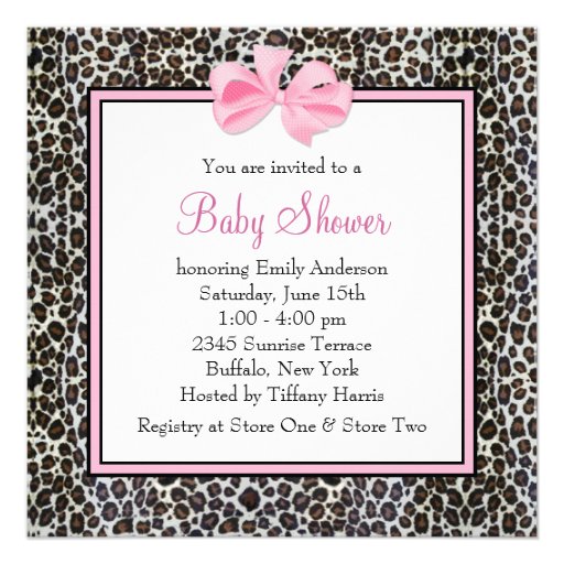 Pink Leopard Baby Shower Invitations Invite