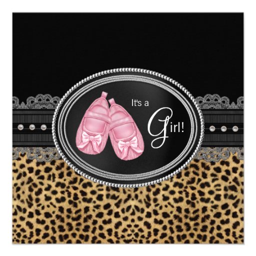 Pink Leopard Baby Shower Personalized Invite