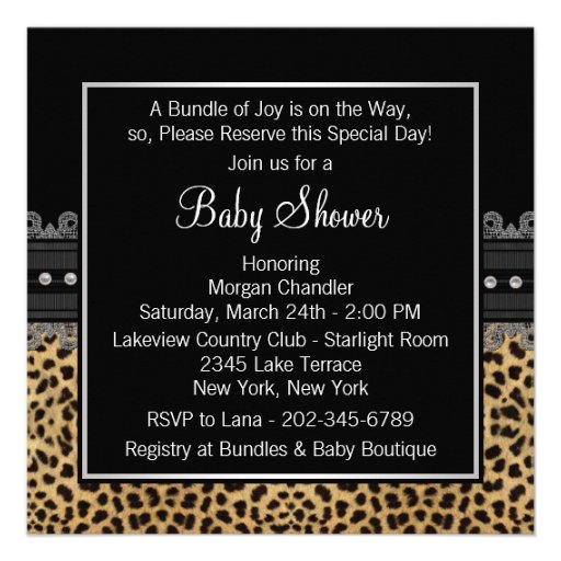 Pink Leopard Baby Shower Personalized Invite