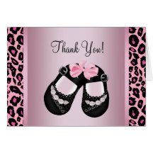 Pink Leopard Baby Shower Thank You Greeting Card