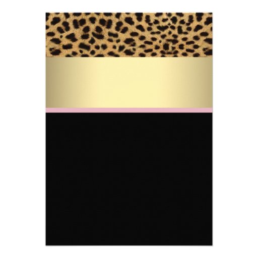 Pink Leopard Black Gold Leopard Bridal Shower Custom Invitation