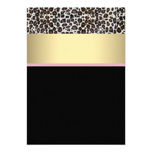 Pink Leopard Black Gold Leopard Bridal Shower Custom Invitations
