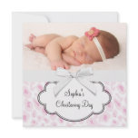 Pink Leopard Girl Photo Christening Personalized Announcements