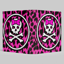 Pink Leopard Girly Skull binders