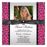 Pink Leopard Photo Sweet 16 Birthday Party Announcement