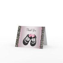Pink Leopard Pink Black Baby Girl Shower Thank You Card