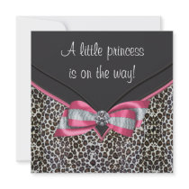 Pink Leopard Princess Baby Shower Invitation
