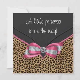 Pink Leopard Princess Baby Shower Personalized Invitation