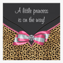 Pink Leopard Princess Baby Shower invitations
