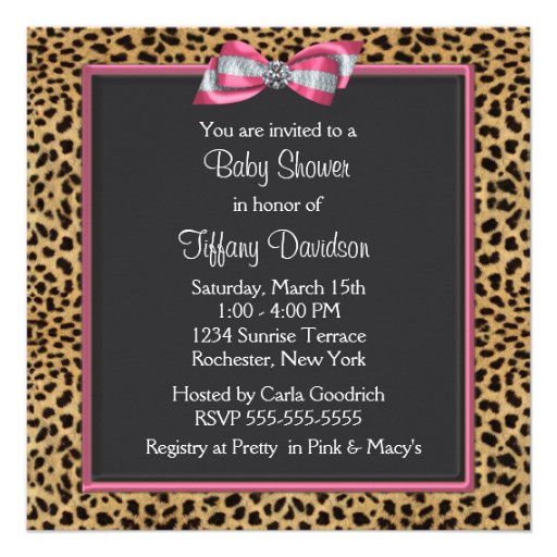 Pink Leopard Princess Baby Shower Personalized Invitation