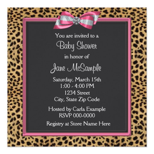 Pink Leopard Princess Baby Shower Personalized Invite