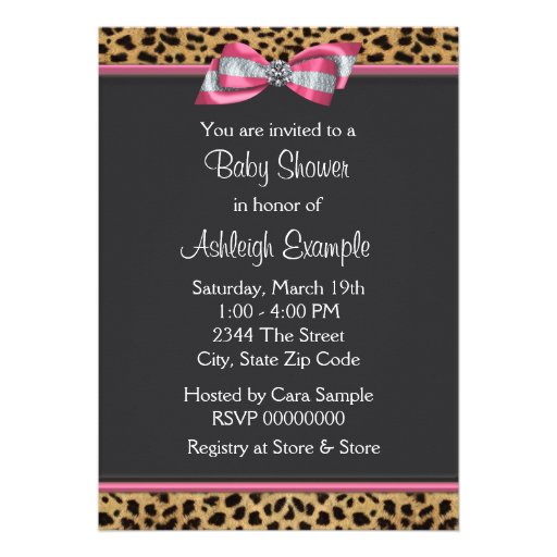 Pink Leopard Princess Baby Shower Personalized Invites