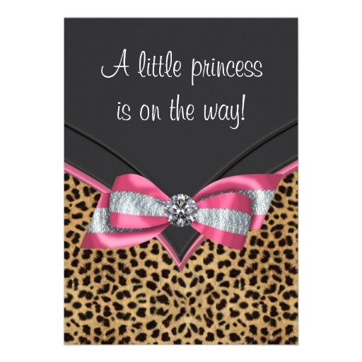 Pink Leopard Princess Baby Shower Personalized Invites