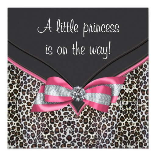 Pink Leopard Princess Baby Shower Invitations