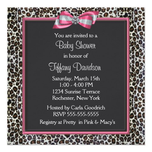 Pink Leopard Princess Baby Shower Invitations