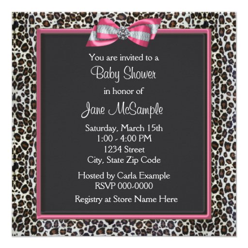 Pink Leopard Princess Baby Shower Invitations