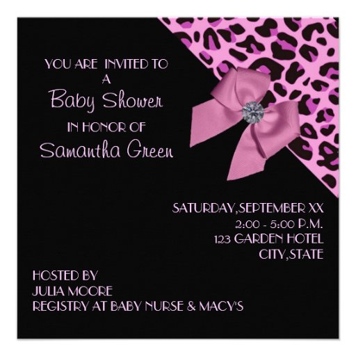 Pink Leopard Print Baby Shower Invite