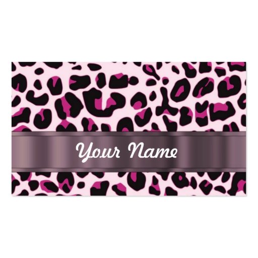 Pink leopard print business cards (front side)