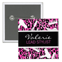 Pink Leopard Print (Custom) Hair Salon Name Badge