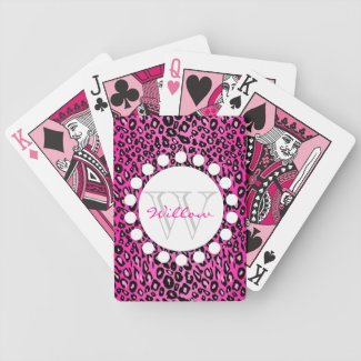 Pink Leopard Print Custom Monogram Cards Card Decks