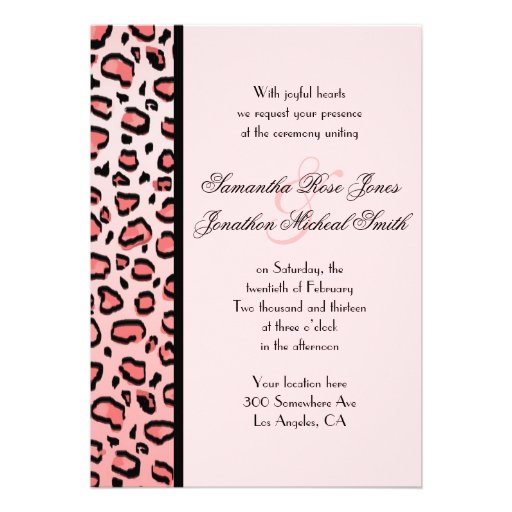 Pink Leopard Print Custom Wedding Invitation