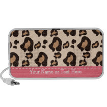 Pink Leopard Print Doodle Speakers Personalized