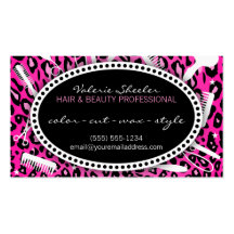 Pink Leopard Print Hair & Beauty Coupon Discount Business Card