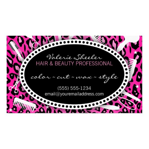 Pink Leopard Print Hair & Beauty Coupon Discount Business Card