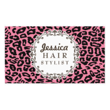 Pink Leopard Print Hair Stylist Appointment Cards Business Cards