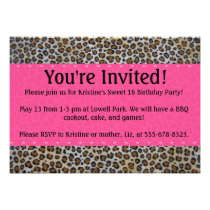 Pink leopard print invitation invitations