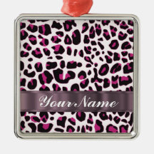 Pink leopard print ornaments