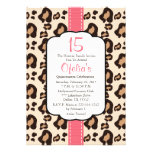 Pink Leopard Print Quinceanera Invitations