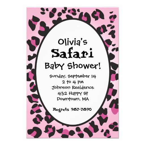Pink Leopard Print Safari Baby Shower Invite