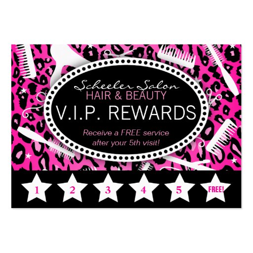 Pink Leopard Print Salon Loyalty Rewards Card Business Card