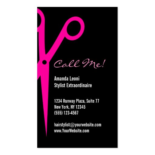 Pink Leopard Print Salon Tools (Custom) Vertical Business Card Template (back side)