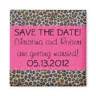 Pink & Leopard Print Save the Date Magnet magnet