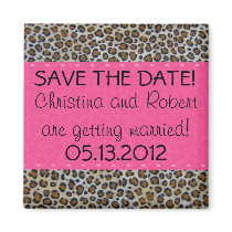 Pink & Leopard Print Save the Date Magnet magnets