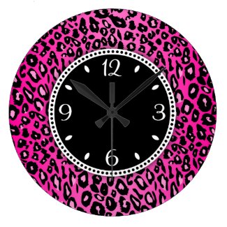 Pink Leopard Print Wall Clock