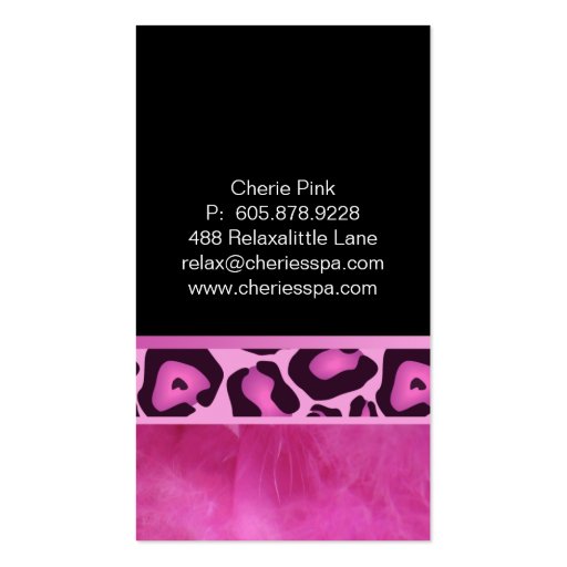 Pink Leopard Salon & Spa Massage Business Card (back side)