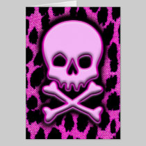 Pink Leopard Skull Card
