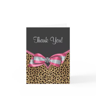 Pink Leopard Thank You Cards card