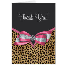 Pink Leopard Thank You Cards