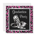 Pink Leopard Zebra Heels Girls Graduation Party invitation