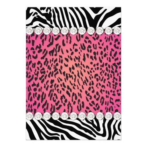 Pink Leopard Zebra Sweet 16 Party Custom Invitation
