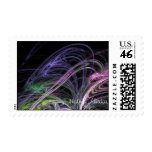 Pink LIght Waves Neon Burst Postage Stamp