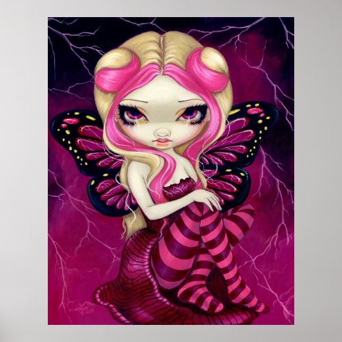 Pink Lightning fantasy fairy Art Print print