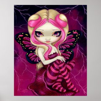 Pink Lightning fantasy fairy Art Print