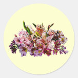 Pink Lilies and Gladiolas Round Stickers